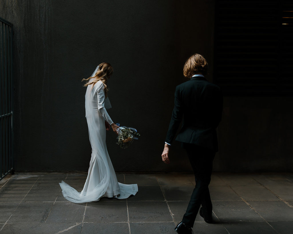Suzanne Harward gown for Melbourne Registry office wedding portraits