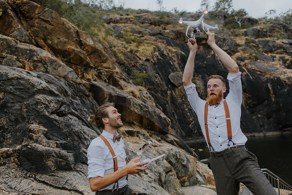 Drone taking off with a person