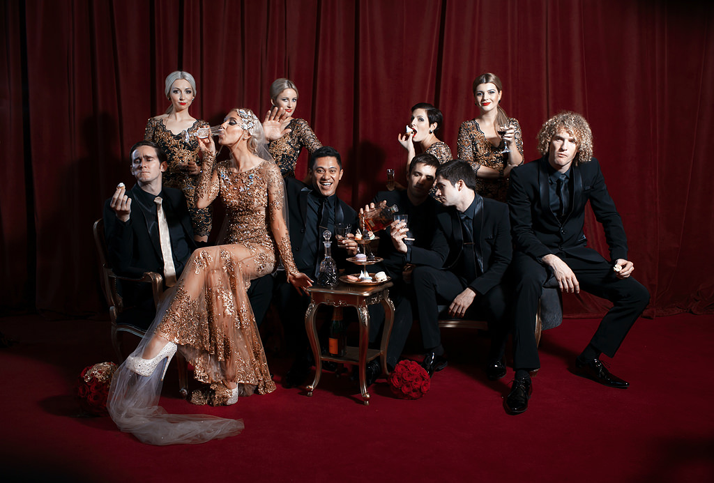 Jaime Lee Major wedding gown bridal party gold and black dresses