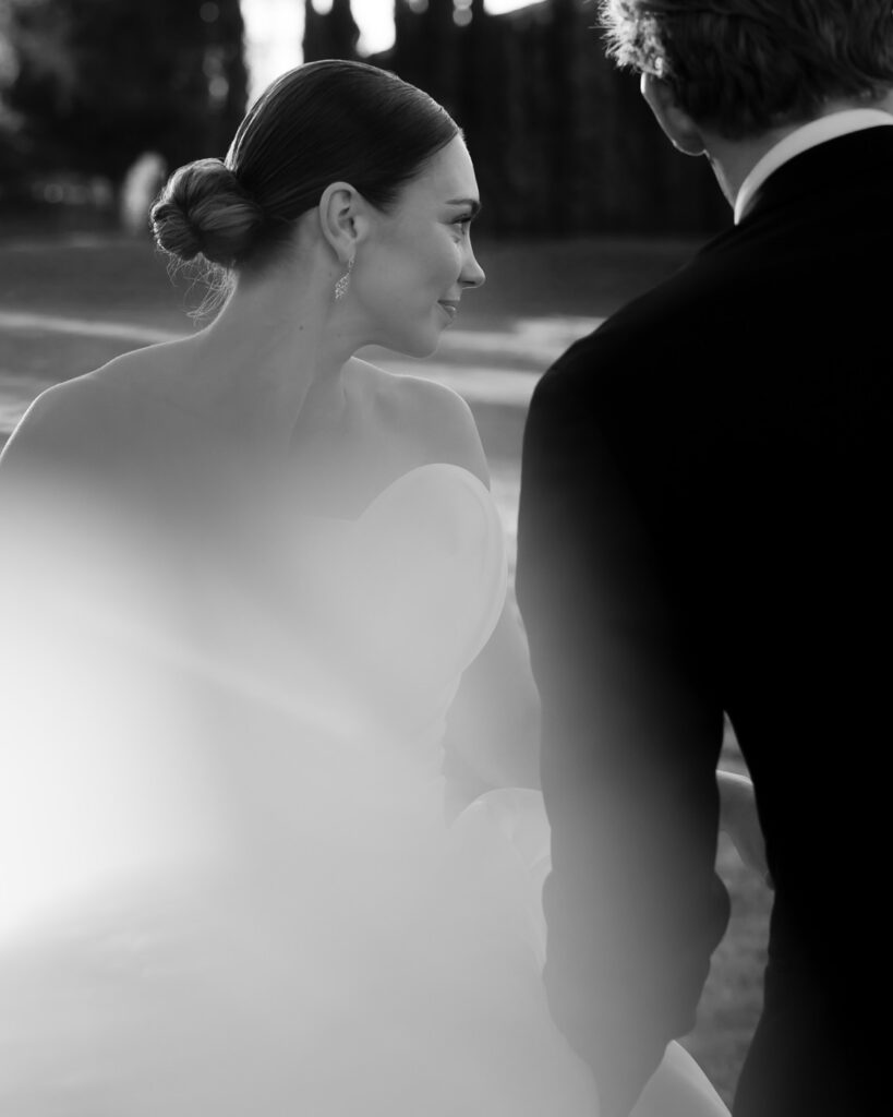 Ella and Mack, outside their wedding